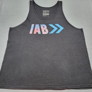 IAB MFG Men Tank Size L Black Graphic Print Round Neck Classic Lightweight Top